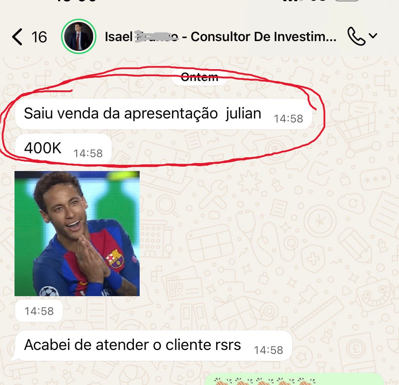 Isael: saiu venda da apresentação, R$ 400K